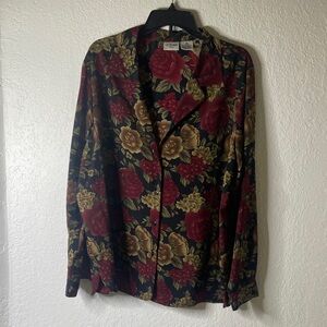 Liz Baker Black and Red Floral Blouses